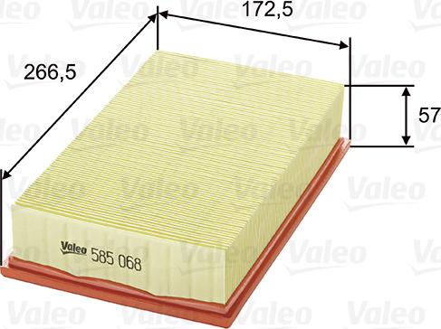Valeo 585068 - Воздушный фильтр, двигатель autospares.lv