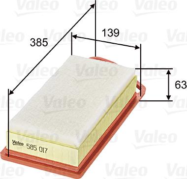 Valeo 585017 - Воздушный фильтр, двигатель autospares.lv