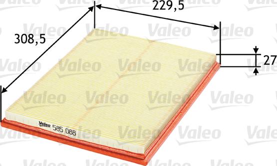 Valeo 585088 - Воздушный фильтр, двигатель autospares.lv