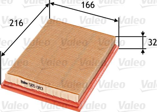 Valeo 585083 - Воздушный фильтр, двигатель autospares.lv