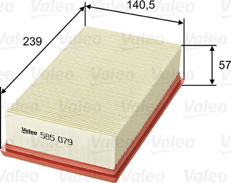 Valeo 585079 - Воздушный фильтр, двигатель autospares.lv