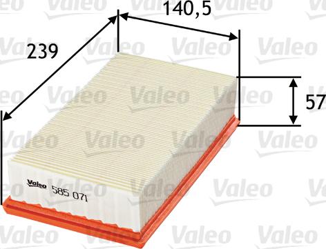 Valeo 585071 - Воздушный фильтр, двигатель autospares.lv