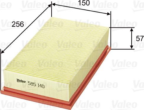 Valeo 585140 - Воздушный фильтр, двигатель autospares.lv