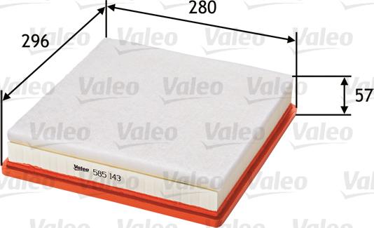 Valeo 585143 - Воздушный фильтр, двигатель autospares.lv