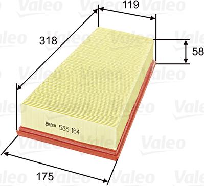 Valeo 585164 - Воздушный фильтр, двигатель autospares.lv