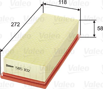 Valeo 585102 - Воздушный фильтр, двигатель autospares.lv