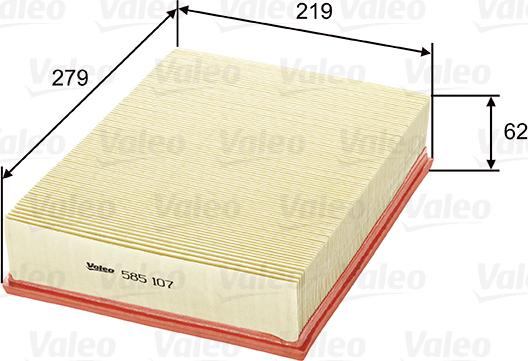 Valeo 585107 - Воздушный фильтр, двигатель autospares.lv