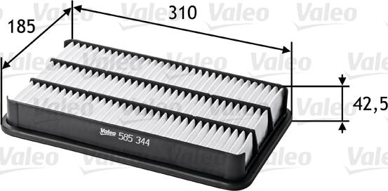 Valeo 585344 - Воздушный фильтр, двигатель autospares.lv