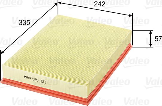 Valeo 585353 - Воздушный фильтр, двигатель autospares.lv