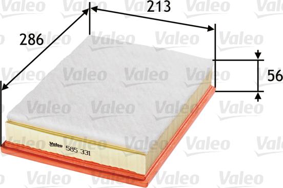 Valeo 585331 - Воздушный фильтр, двигатель autospares.lv