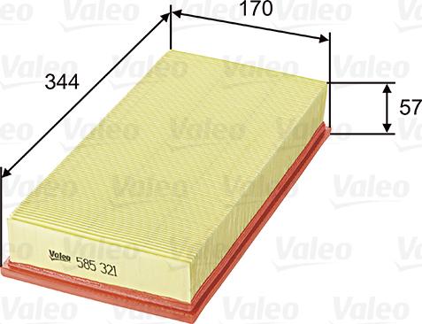 Valeo 585321 - Воздушный фильтр, двигатель autospares.lv