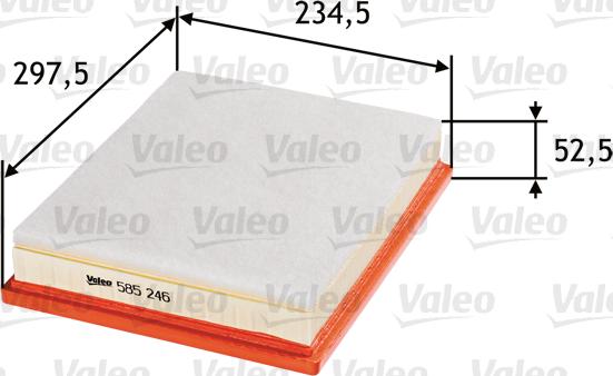 Valeo 585246 - Воздушный фильтр, двигатель autospares.lv