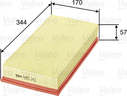 Valeo 585242 - Воздушный фильтр, двигатель autospares.lv