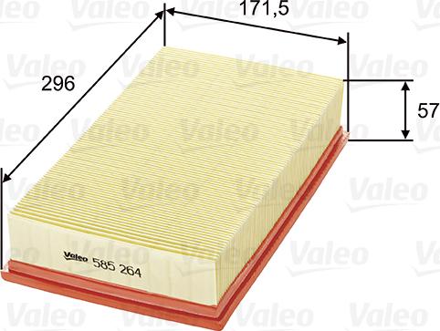 Valeo 585264 - Воздушный фильтр, двигатель autospares.lv