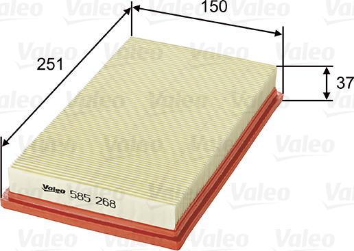 Valeo 585268 - Воздушный фильтр, двигатель autospares.lv