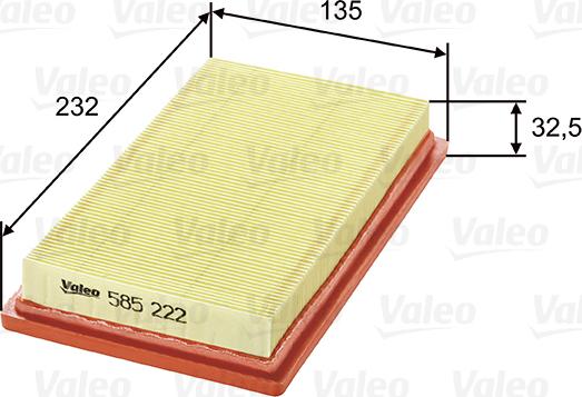 Valeo 585222 - Воздушный фильтр, двигатель autospares.lv