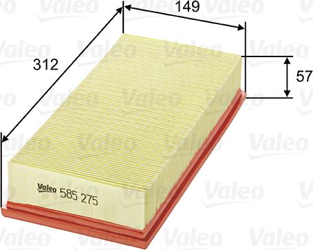 Valeo 585275 - Воздушный фильтр, двигатель autospares.lv
