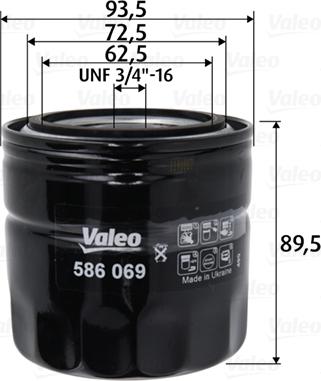 Valeo 586069 - Масляный фильтр autospares.lv