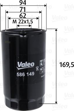Valeo 586149 - Масляный фильтр autospares.lv
