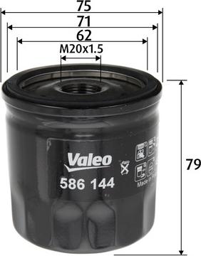 Valeo 586144 - Масляный фильтр autospares.lv