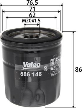 Valeo 586146 - Масляный фильтр autospares.lv