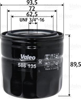 Valeo 586135 - Масляный фильтр autospares.lv