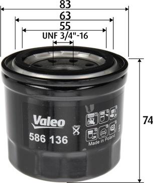 Valeo 586136 - Масляный фильтр autospares.lv