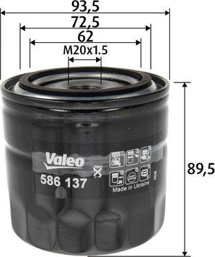 Valeo 586137 - Масляный фильтр autospares.lv