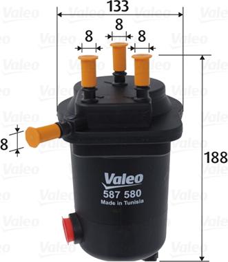 Valeo 587580 - Топливный фильтр autospares.lv