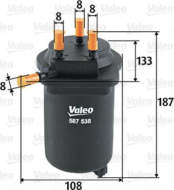 Valeo 587538 - Топливный фильтр autospares.lv