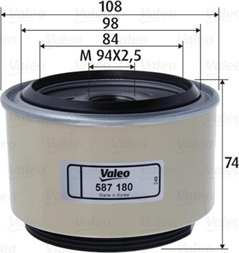 Valeo 587180 - Топливный фильтр autospares.lv