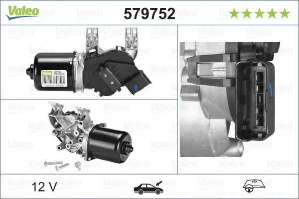 Valeo 579752 - Двигатель стеклоочистителя autospares.lv