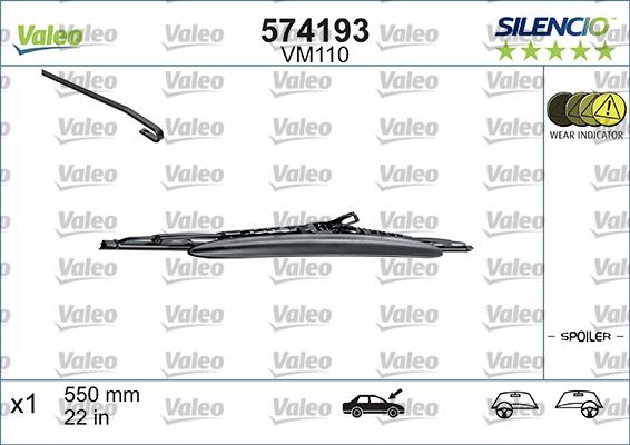 Valeo 574193 - Щетка стеклоочистителя autospares.lv