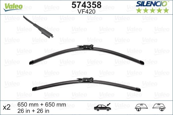 Valeo 574358 - Щетка стеклоочистителя autospares.lv