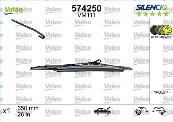 Valeo 574250 - Щетка стеклоочистителя autospares.lv