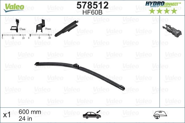 Valeo 578512 - Щетка стеклоочистителя autospares.lv