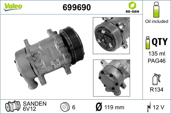 Valeo 699690 - Компрессор кондиционера autospares.lv