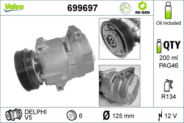 Valeo 699697 - Компрессор кондиционера autospares.lv