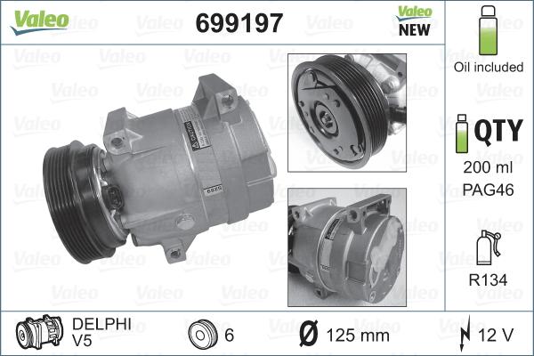 Valeo 699197 - Компрессор кондиционера autospares.lv