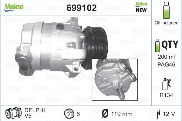 Valeo 699102 - Компрессор кондиционера autospares.lv