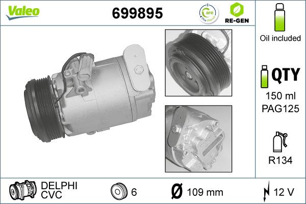 Valeo 699895 - Компрессор кондиционера autospares.lv