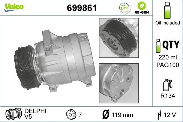 Valeo 699861 - Компрессор кондиционера autospares.lv