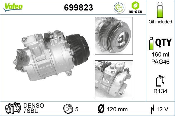 Valeo 699823 - Компрессор кондиционера autospares.lv