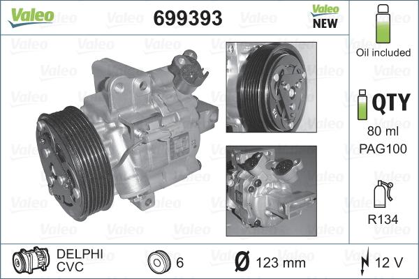 Valeo 699393 - Компрессор кондиционера autospares.lv