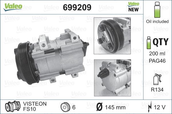 Valeo 699209 - Компрессор кондиционера autospares.lv