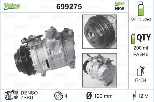 Valeo 699275 - Компрессор кондиционера autospares.lv