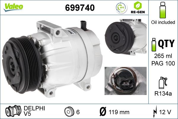 Valeo 699740 - Компрессор кондиционера autospares.lv