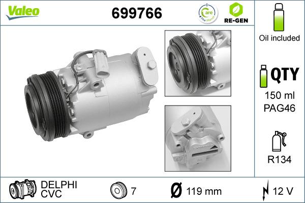 Valeo 699766 - Компрессор кондиционера autospares.lv