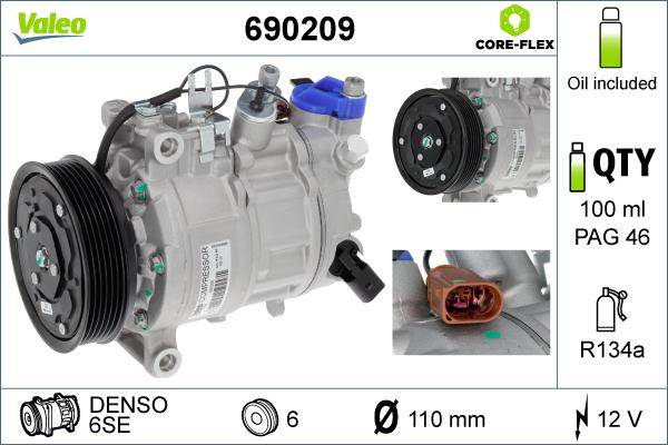 Valeo 690209 - Компрессор кондиционера autospares.lv