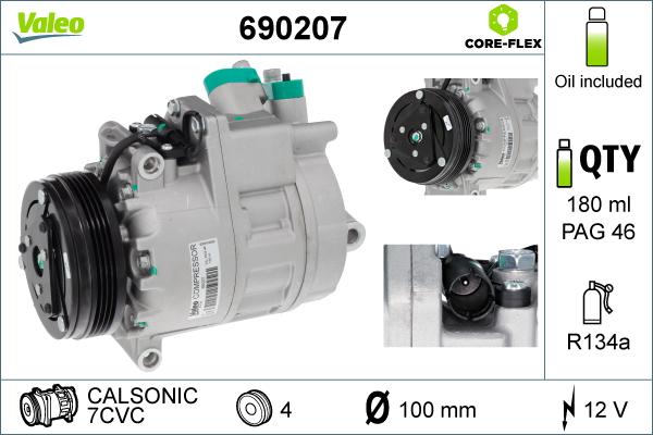 Valeo 690207 - Компрессор кондиционера autospares.lv